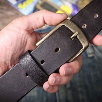 Men’s Genuine Leather Belt – Italian Cowhide with Brass Buckle 28